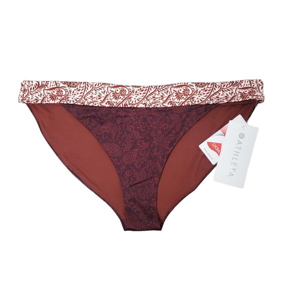 Athleta AquaLuxe Batik Mid Rise Bottom Size Large NWT Bikini Bottom Swim Beach - Picture 3 of 6